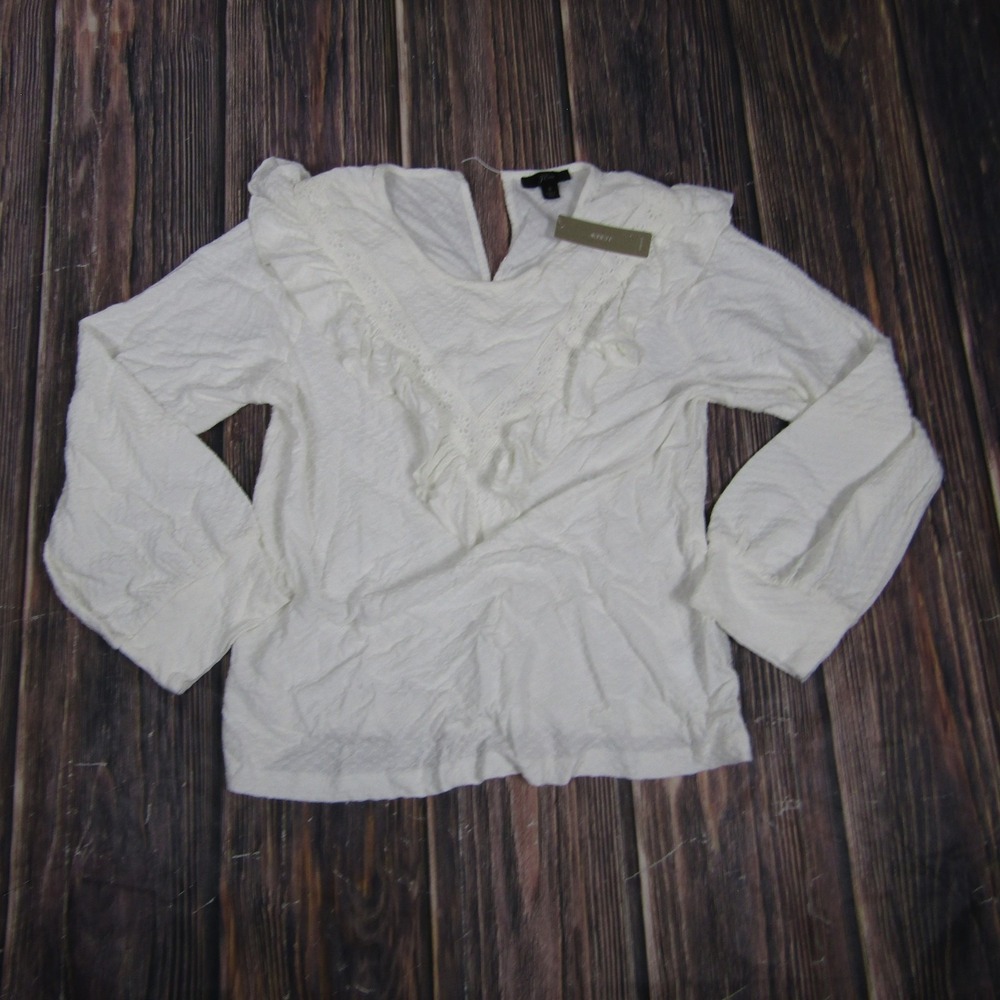 J Crew Shirt Womens Small Long Sleeve Ruffle Boho Blouse AH926 Modal Blouse